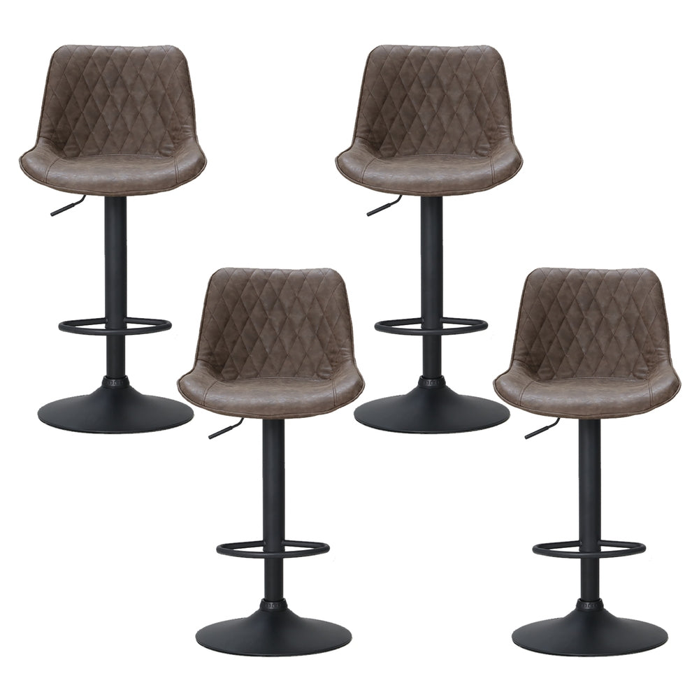 Artiss 4x Bar Stools Gas Lift Vintage Leather Brown Artiss
