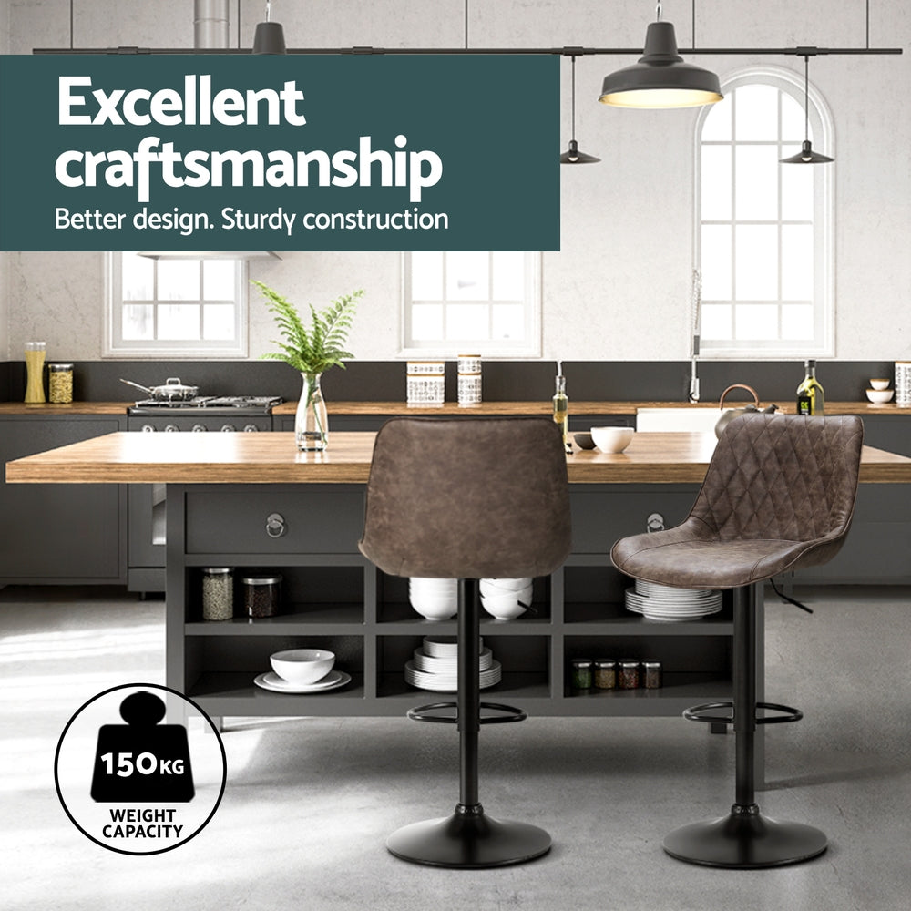 Artiss 4x Bar Stools Gas Lift Vintage Leather Brown Artiss