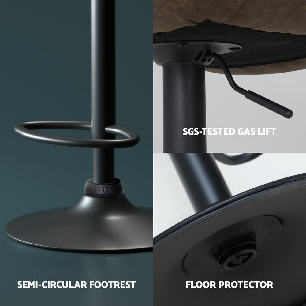 Artiss 4x Bar Stools Gas Lift Vintage Leather Brown Artiss