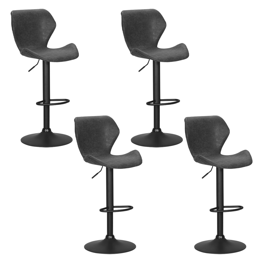 Artiss 4x Bar Stools Vintage Leather Gas Lift Black Artiss