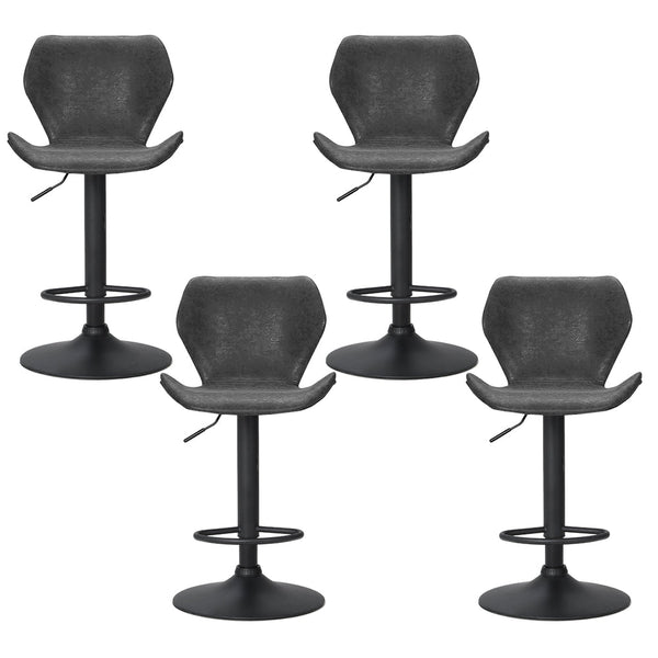Artiss 4x Bar Stools Vintage Leather Gas Lift Black Artiss