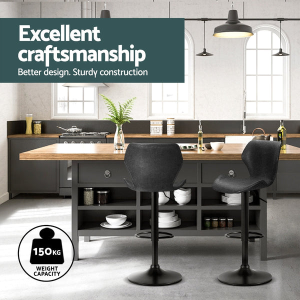 Artiss 4x Bar Stools Vintage Leather Gas Lift Black Artiss