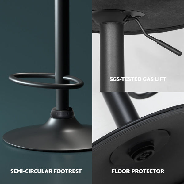 Artiss 4x Bar Stools Vintage Leather Gas Lift Black Artiss