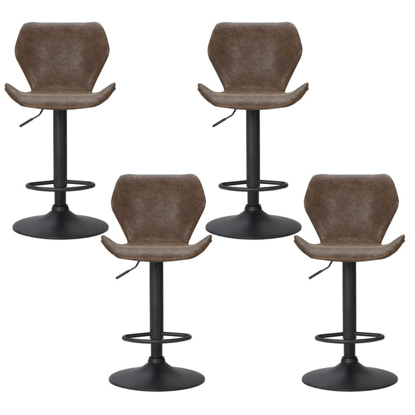 Artiss 4x Bar Stools Vintage Leather Gas Lift Brown Artiss