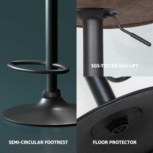 Artiss 4x Bar Stools Vintage Leather Gas Lift Brown Artiss