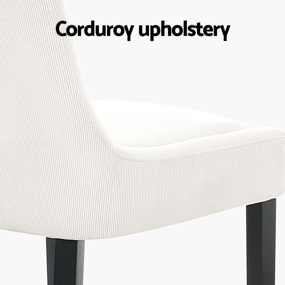 Artiss Dining Chairs Set of 4 Corduroy Wooden Beige Artiss