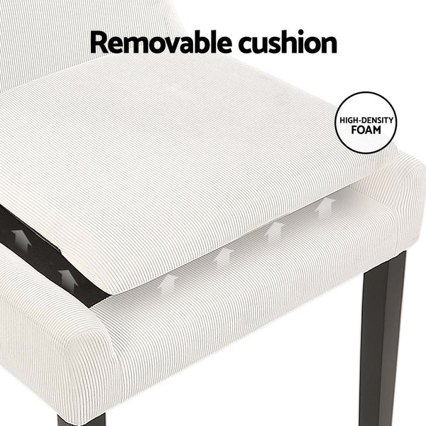 Artiss Dining Chairs Set of 4 Corduroy Wooden Beige Artiss