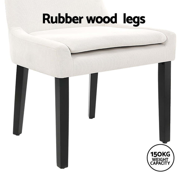 Artiss Dining Chairs Set of 4 Corduroy Wooden Beige Artiss