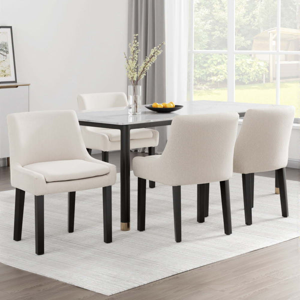 Artiss Dining Chairs Set of 4 Corduroy Wooden Beige Artiss