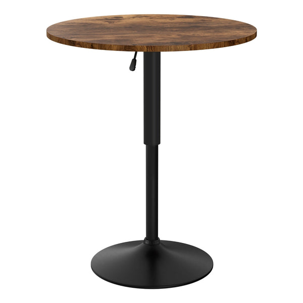 Artiss Height Adjustable Bar Table 360 Swivel Round Gaslift Design 60cm Rustic Brown Black Awezingly