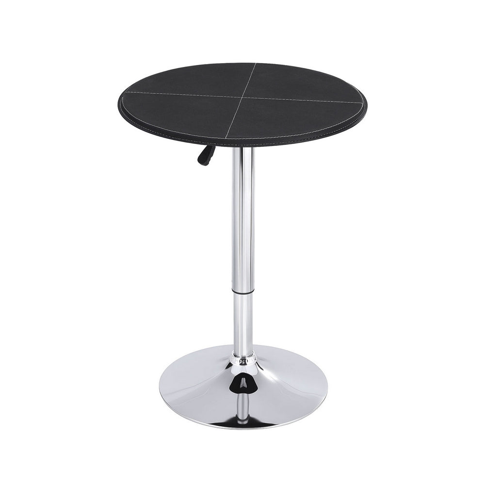 Artiss Bar Table Round Swivel Height Adjustable 62cm Modern PVC Leather Black Awezingly