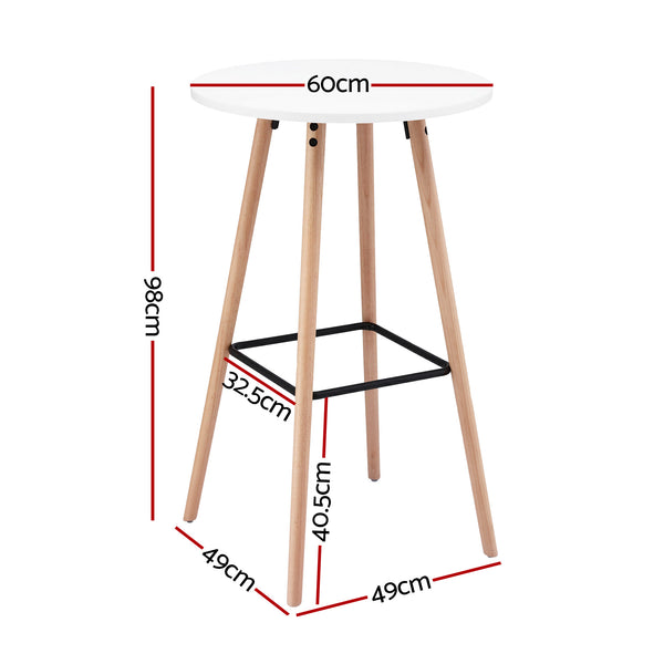 Artiss Bar Table Round Counter Kitchen Dining Desk Pub 98cm Height Wood White Awezingly