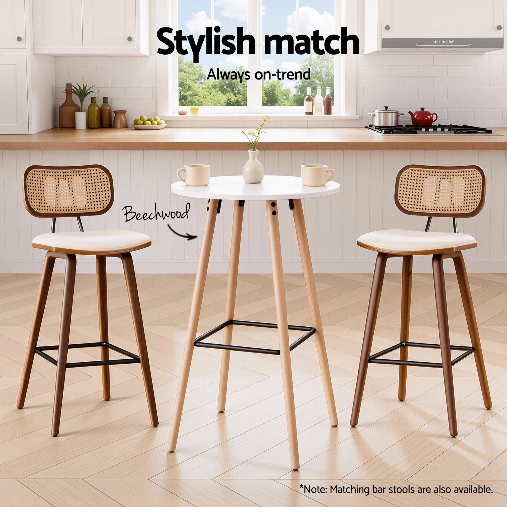 Artiss Bar Table Round Counter Kitchen Dining Desk Pub 98cm Height Wood White Awezingly