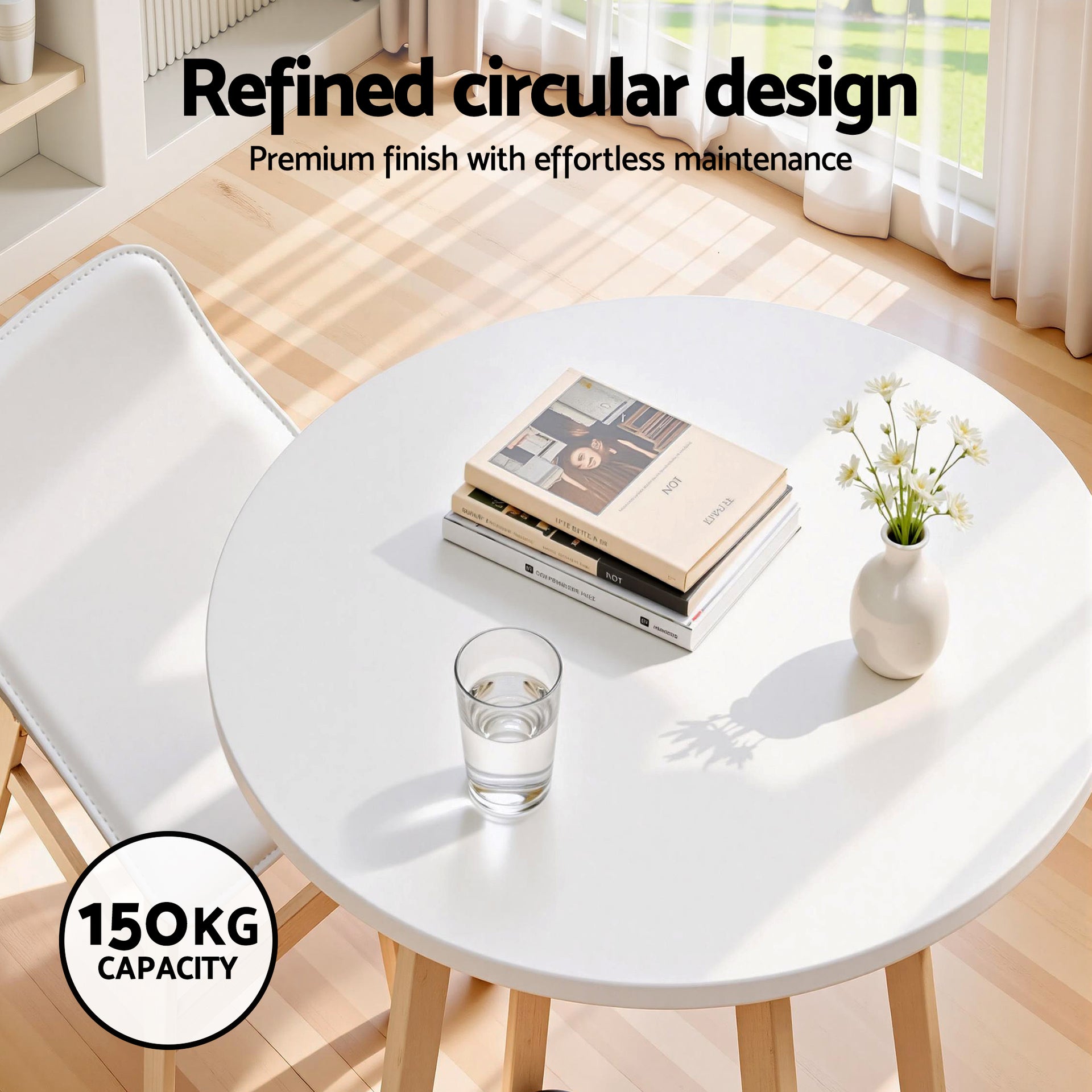 Artiss Bar Table Round Counter Kitchen Dining Desk Pub 98cm Height Wood White Awezingly