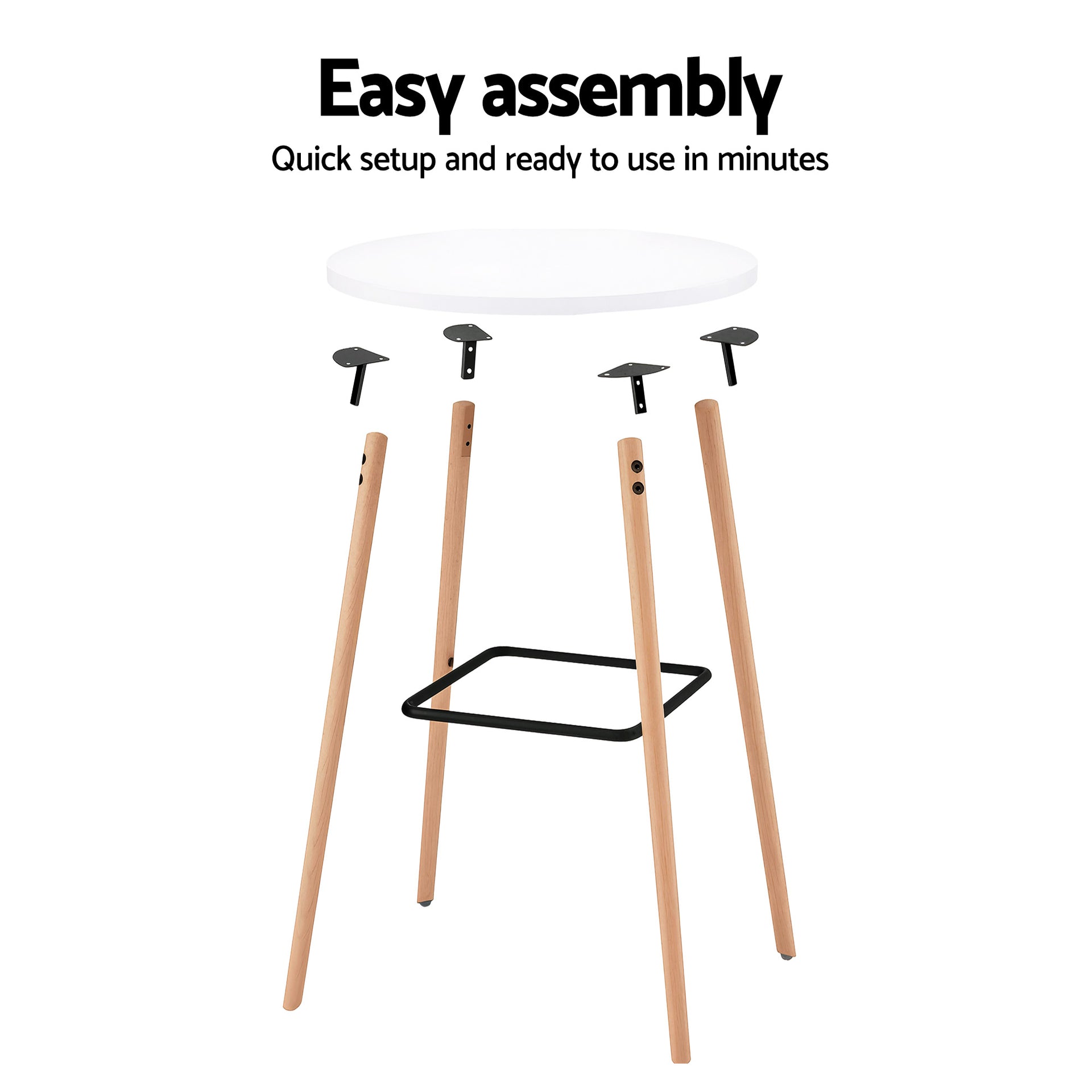 Artiss Bar Table Round Counter Kitchen Dining Desk Pub 98cm Height Wood White Awezingly