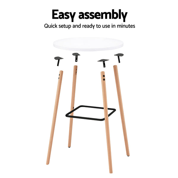 Artiss Bar Table Round Counter Kitchen Dining Desk Pub 98cm Height Wood White Awezingly