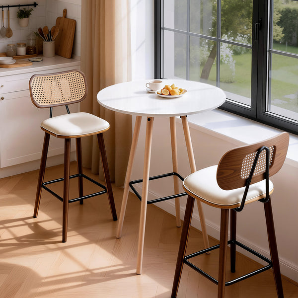 Artiss Bar Table Round Counter Kitchen Dining Desk Pub 98cm Height Wood White Awezingly