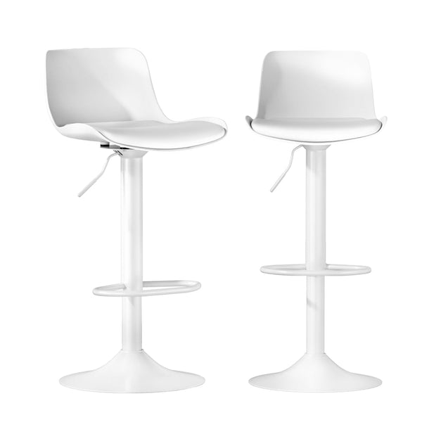 Artiss Bar Stools Kitchen Swivel Gas Lift Stool Leather Dining Chairs White x2 Artiss