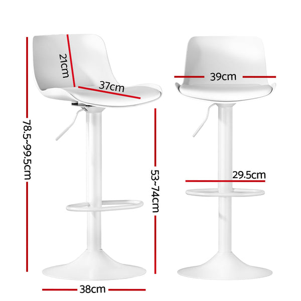 Artiss Bar Stools Kitchen Swivel Gas Lift Stool Leather Dining Chairs White x2 Artiss