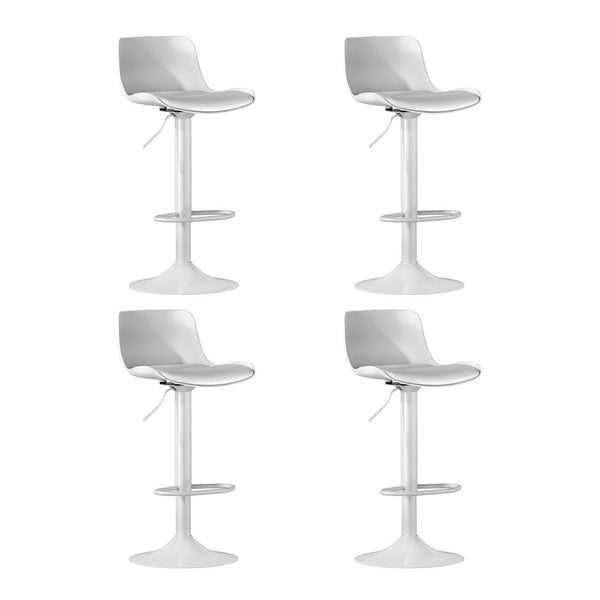 4x Artiss Bar Stools Kitchen Swivel Gas Lift Stool Leather Dining Chairs White Artiss