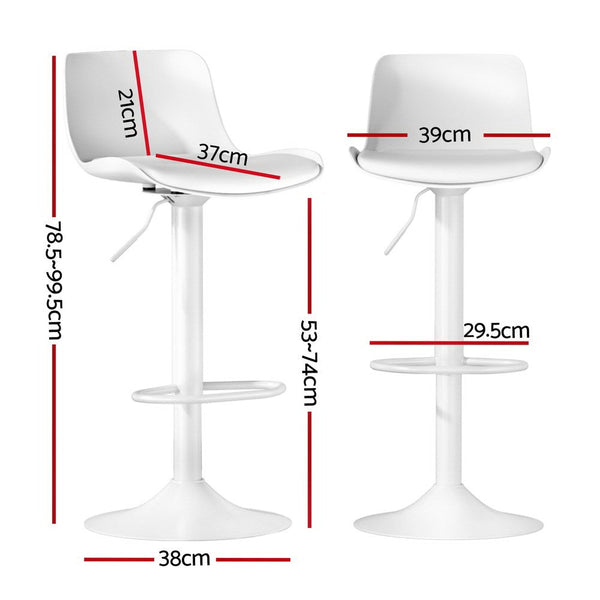 4x Artiss Bar Stools Kitchen Swivel Gas Lift Stool Leather Dining Chairs White Artiss