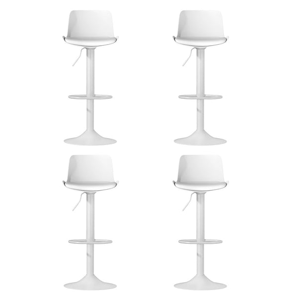 4x Artiss Bar Stools Kitchen Swivel Gas Lift Stool Leather Dining Chairs White Artiss