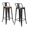 Artiss 2x Bar Stools Kitchen Counter High Chair Dining Stackable Metal Black