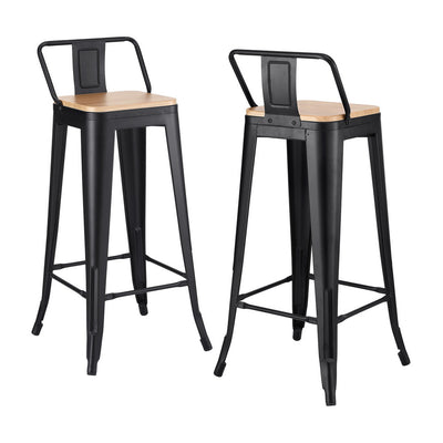 Artiss 2x Bar Stools Kitchen Counter High Chair Dining Stackable Metal Black