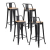 Artiss 4x Bar Stools Kitchen Counter High Chair Dining Stackable Metal Black
