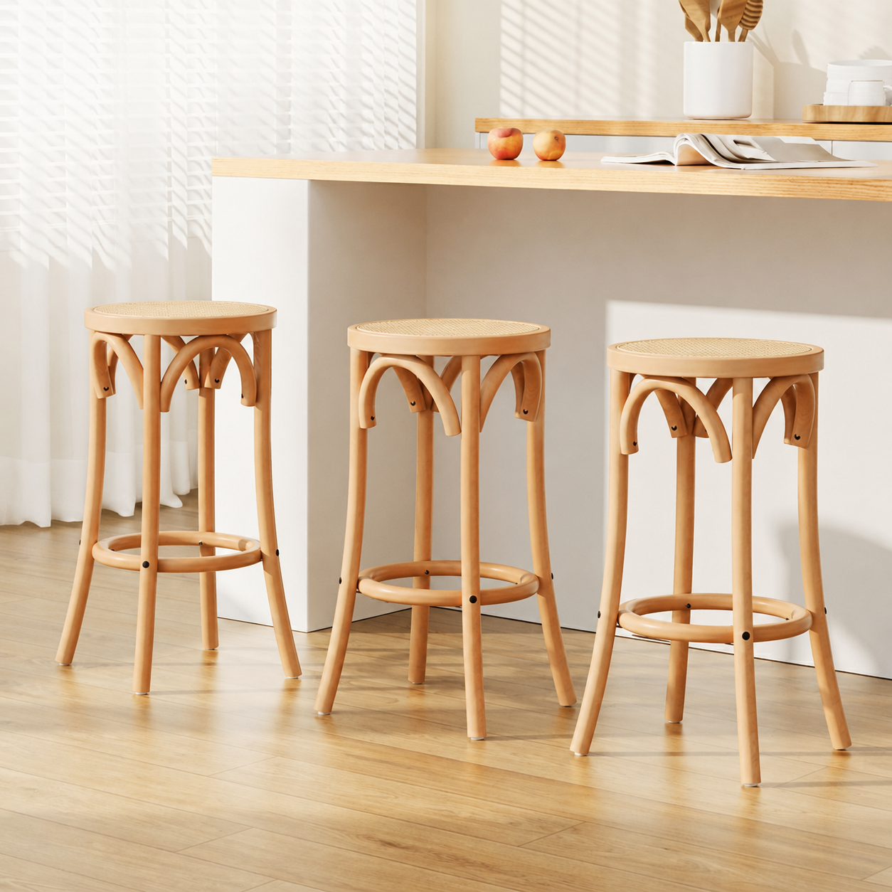 Artiss Bar Stools Set of 3 Kitchen Wooden Bar Stool Dining Chair 65cm Awezingly