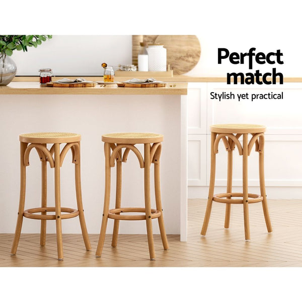 Artiss Bar Stools Set of 3 Kitchen Wooden Bar Stool Dining Chair 65cm Awezingly