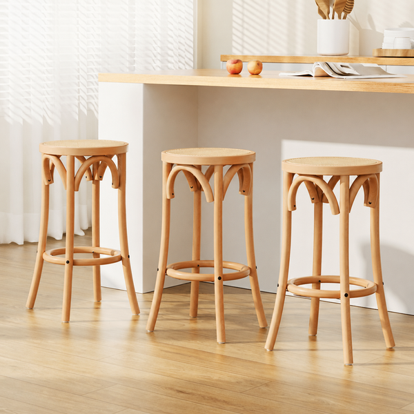 Artiss Bar Stools Set of 3 Kitchen Wooden Bar Stool Dining Chair 65cm Awezingly
