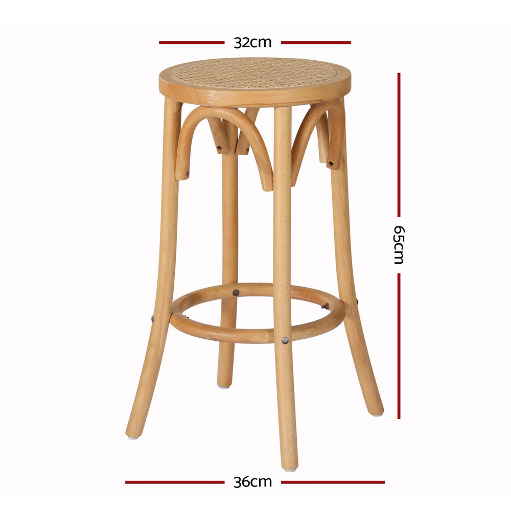 Artiss 4x Bar Stoosl Rattan Seat Wooden Artiss