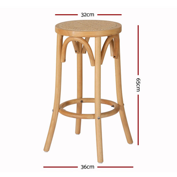 Artiss 4x Bar Stoosl Rattan Seat Wooden Artiss