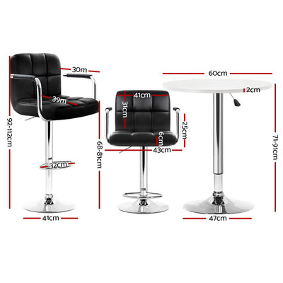 Artiss Bar Table and Stools Set Dining Desk Kitchen Chairs Cafe Pub