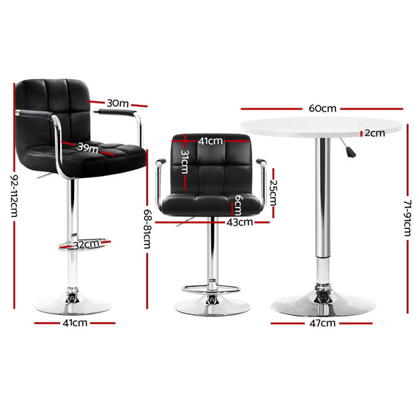 Artiss Bar Table and Stools Set Dining Desk Kitchen Chairs Cafe Pub Artiss