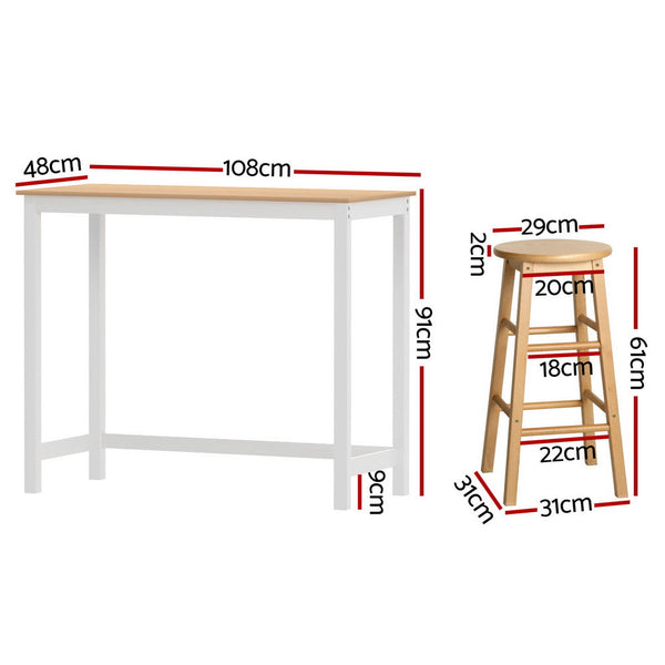 Artiss Bar Table and Stools Set Dining Desk Kitchen Chairs Cafe Pub Artiss