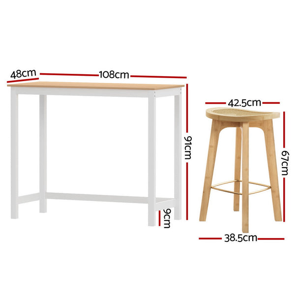 Artiss Bar Table and Stools Set Dining Desk Kitchen Chairs Cafe Pub Artiss