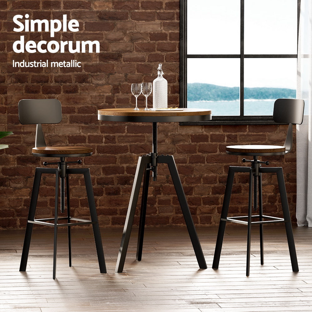 Artiss Bar Table and Stools Set Dining Desk Industrial Kitchen Chairs Cafe Pub Artiss