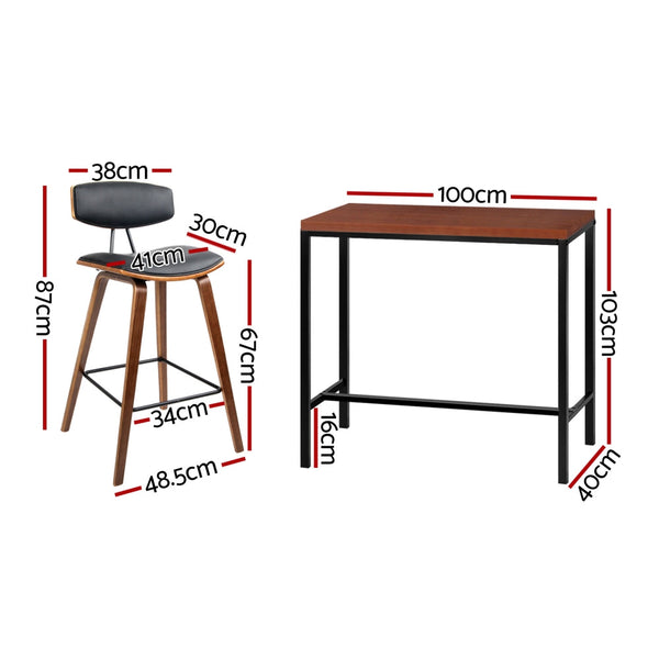 Artiss Bar Table and Stools Set Dining Desk Kitchen Chairs Cafe Pub Artiss