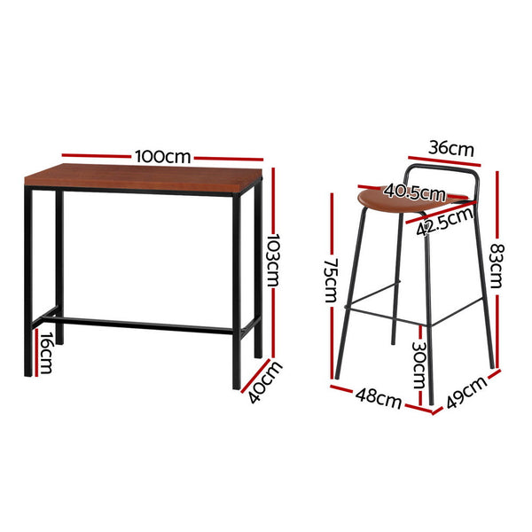 Artiss Bar Table and Stools Set Dining Desk Kitchen Chairs Cafe Pub Artiss