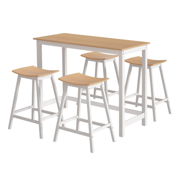 Artiss Bar Table and Stools Set Dining Desk Solid Wood Kitchen Chairs Cafe Pub Artiss