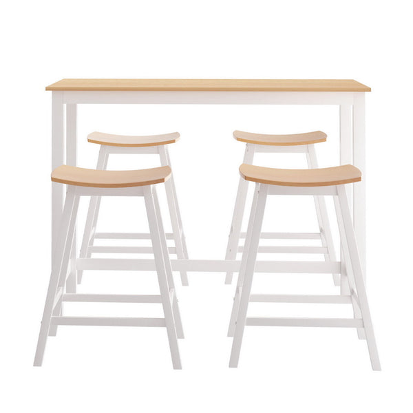 Artiss Bar Table and Stools Set Dining Desk Solid Wood Kitchen Chairs Cafe Pub Artiss