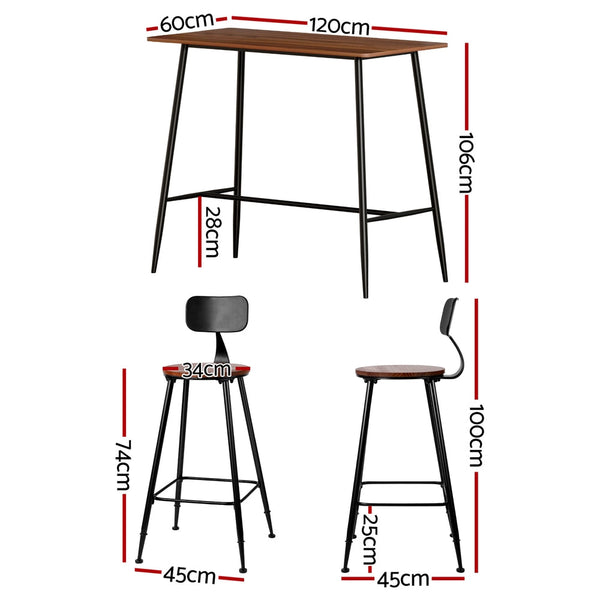 Artiss Bar Table and Stools Set Dining Desk Kitchen Chairs Cafe Pub Artiss