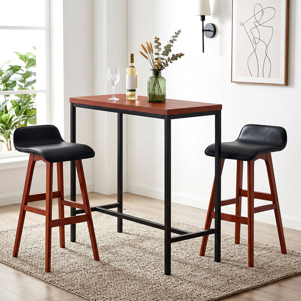 Artiss 3Pcs Bar Table and Stools Set Dining Desk Kitchen Chairs Cafe Pub Wood Awezingly