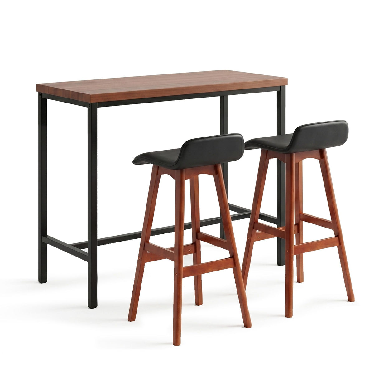 Artiss 3Pcs Bar Table and Stools Set Dining Desk Kitchen Chairs Cafe Pub Wood Awezingly