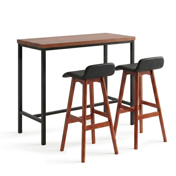 Artiss 3Pcs Bar Table and Stools Set Dining Desk Kitchen Chairs Cafe Pub Wood Awezingly