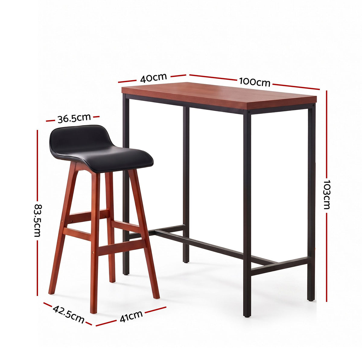 Artiss 3Pcs Bar Table and Stools Set Dining Desk Kitchen Chairs Cafe Pub Wood Awezingly