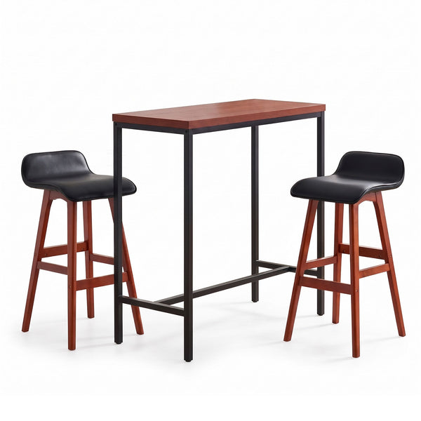 Artiss 3Pcs Bar Table and Stools Set Dining Desk Kitchen Chairs Cafe Pub Wood Awezingly