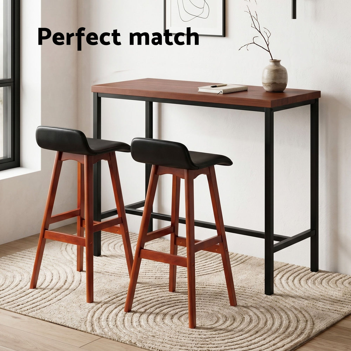 Artiss 3Pcs Bar Table and Stools Set Dining Desk Kitchen Chairs Cafe Pub Wood Awezingly